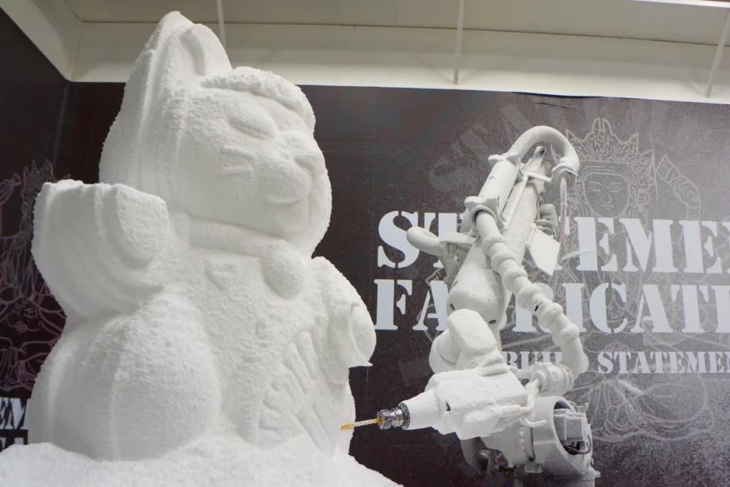 Foam sculpting and CNC carving process at Statement Fabrication in Las Vegas.
