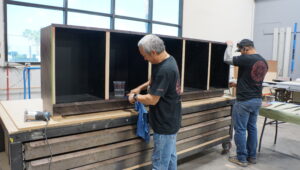 Custom fabricated millwork project in progress, carpentry and millwork services.