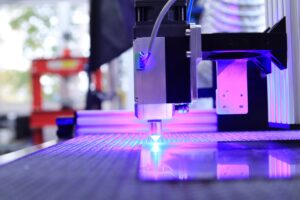 Fiber laser cutting machine in action, precision CNC cutting services in North Las Vegas.